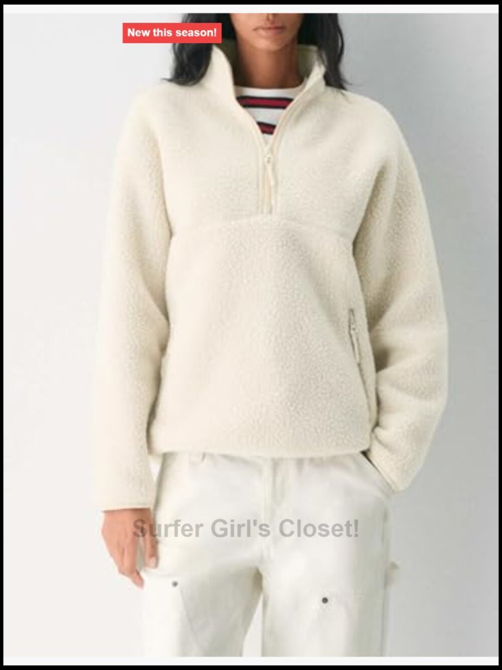 Women's Fleece Half Zip Pullover with Side Pockets Teddy Jacket - Picture 2 of 7